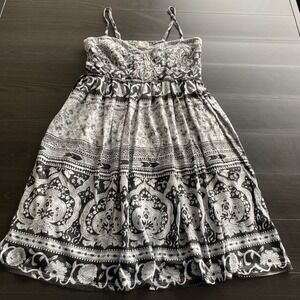 Billabong Dress Medium Mini Sundress Beach Short Black White Paisley Floral